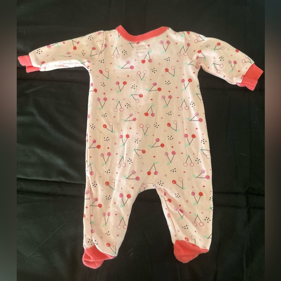Koala Kids Pink Cherry Footie with Red Accents - Picture 2 of 3